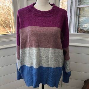 A New Day Women's Colorblock Sweater - Purple, Brown, Gray, Blue